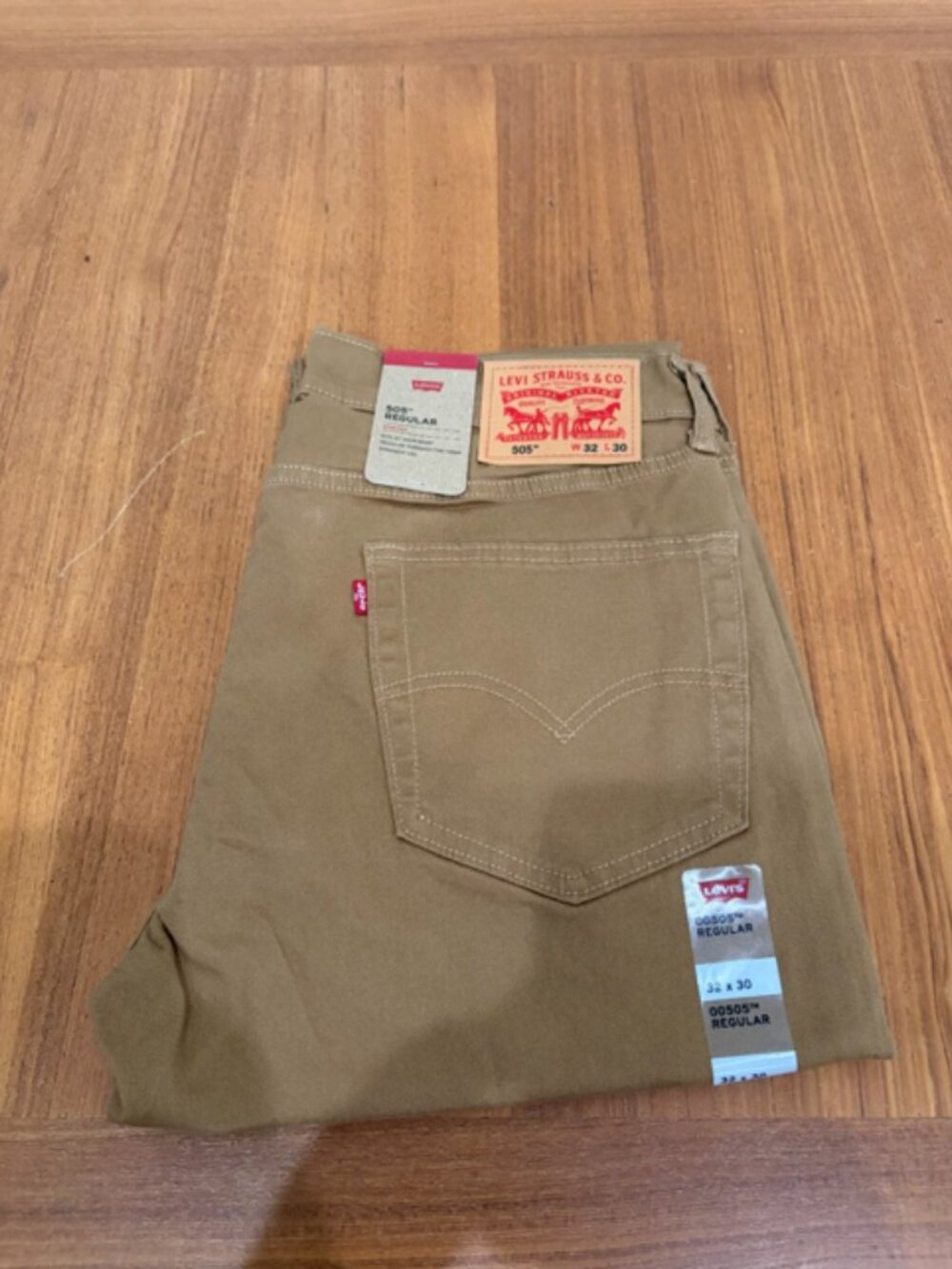 Levis 505 Jeans Men Stretch Regular Fit Zip Khaki 32x30 98% cotton